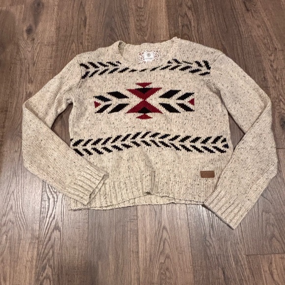 Element Sweaters - Element Beige Sweater with Red and Black Pattern